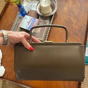 Vintage Taupe MCM Frame Bag | Restored 60s Mod Top Handle purse